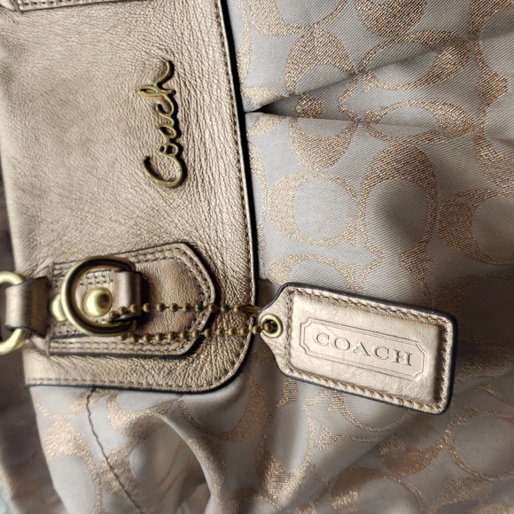 VINTAGE COACH gold and cream handbag - Picture 2 of 7